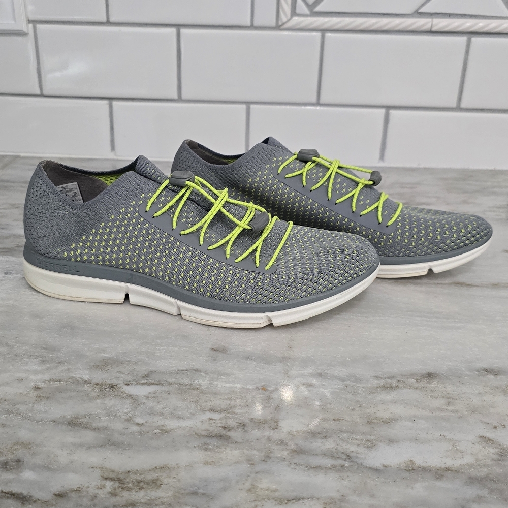 Merrell Form 2 Gray Lime Knit Athletic Running Shoes Quick Lace US 8